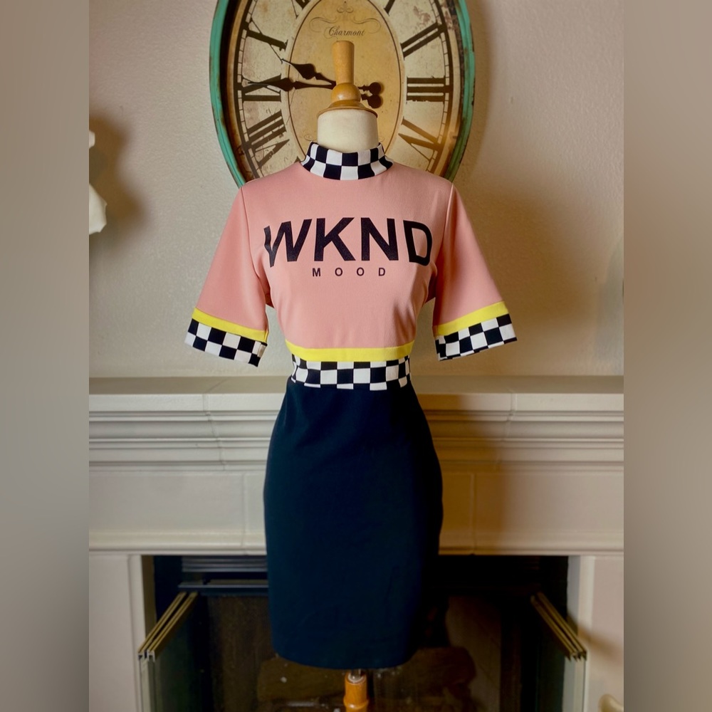 NEW-Bodycon Racing Flag Dress